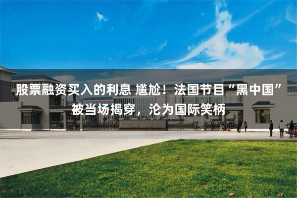 股票融资买入的利息 尴尬！法国节目“黑中国”被当场揭穿，沦为国际笑柄
