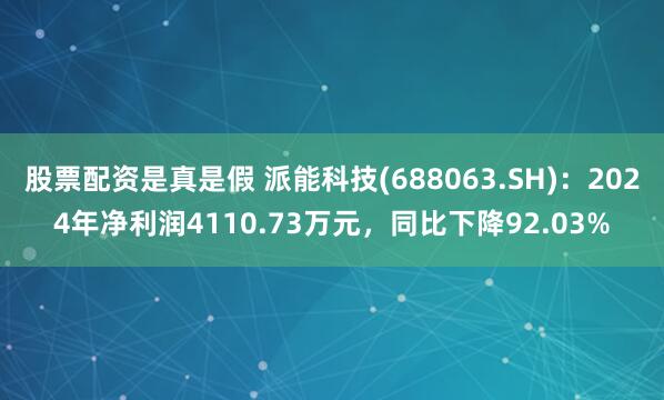 股票配资是真是假 派能科技(688063.SH)：2024年净利润4110.73万元，同比下降92.03%