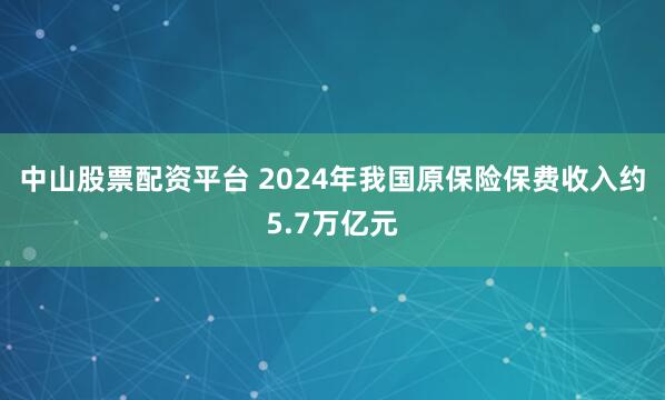 中山股票配资平台 2024年我国原保险保费收入约5.7万亿元