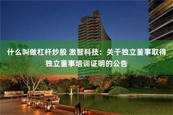 什么叫做杠杆炒股 激智科技：关于独立董事取得独立董事培训证明的公告